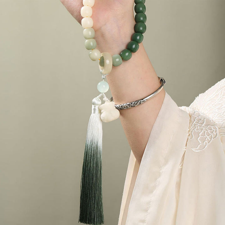 Gradient Bodhi Seed Money Bag Lotus Wrist Mala — product view 9