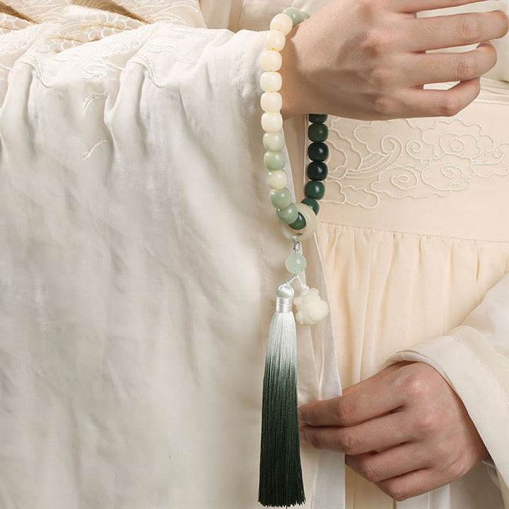 Gradient Bodhi Seed Money Bag Lotus Wrist Mala — product view 10