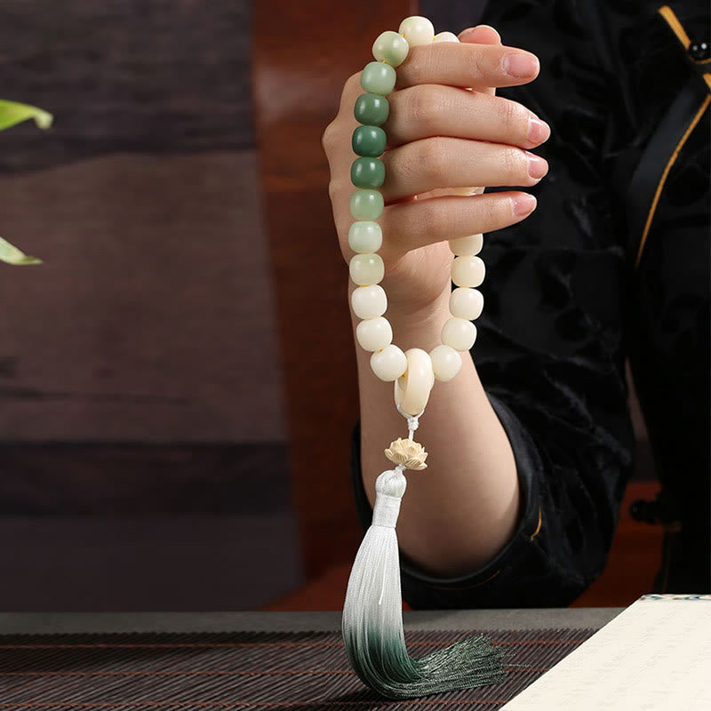 Gradient Bodhi Seed Money Bag Lotus Wrist Mala — product view 13