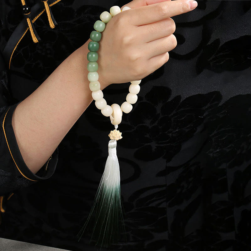 Gradient Bodhi Seed Money Bag Lotus Wrist Mala — product view 15