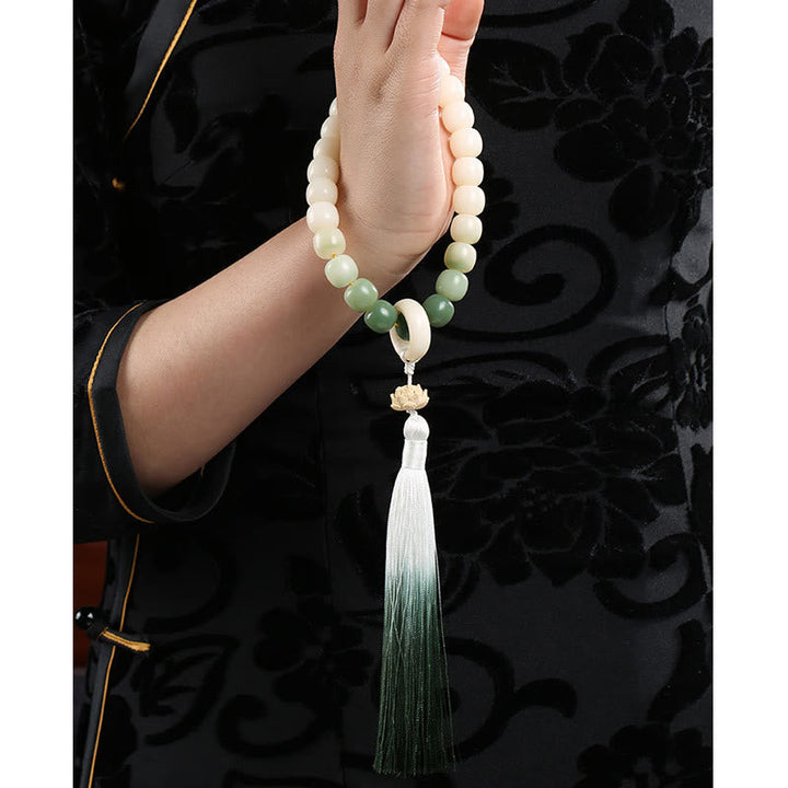 Gradient Bodhi Seed Money Bag Lotus Wrist Mala — product view 18