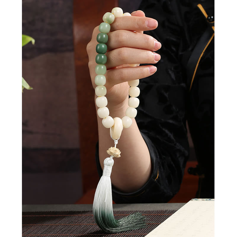 Gradient Bodhi Seed Money Bag Lotus Wrist Mala — product view 19