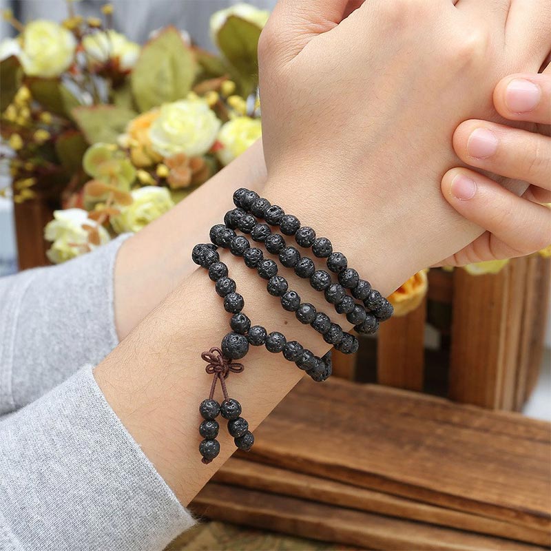 Lava Rock 108-Bead Mala Bracelet — product view 3