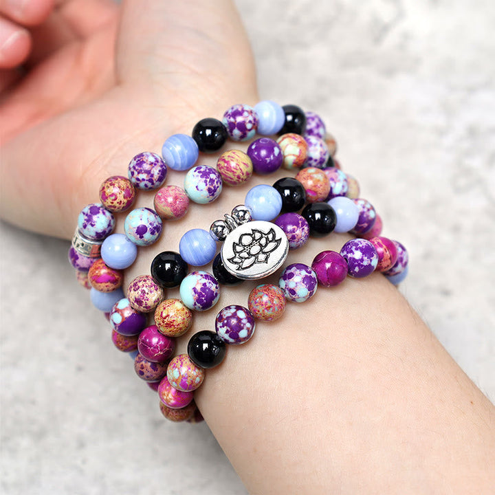 Purple Miano Real Stone Lotus Mala — product view 5