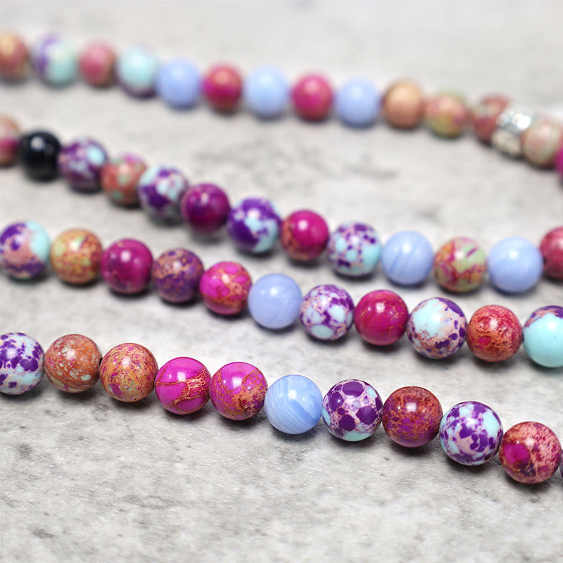 Purple Miano Real Stone Lotus Mala — product view 7