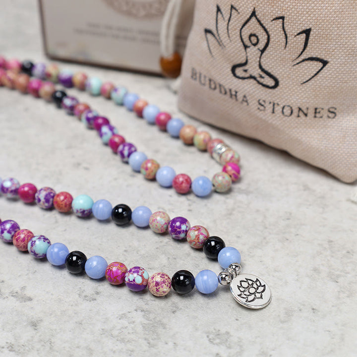 Purple Miano Real Stone Lotus Mala — product view 8