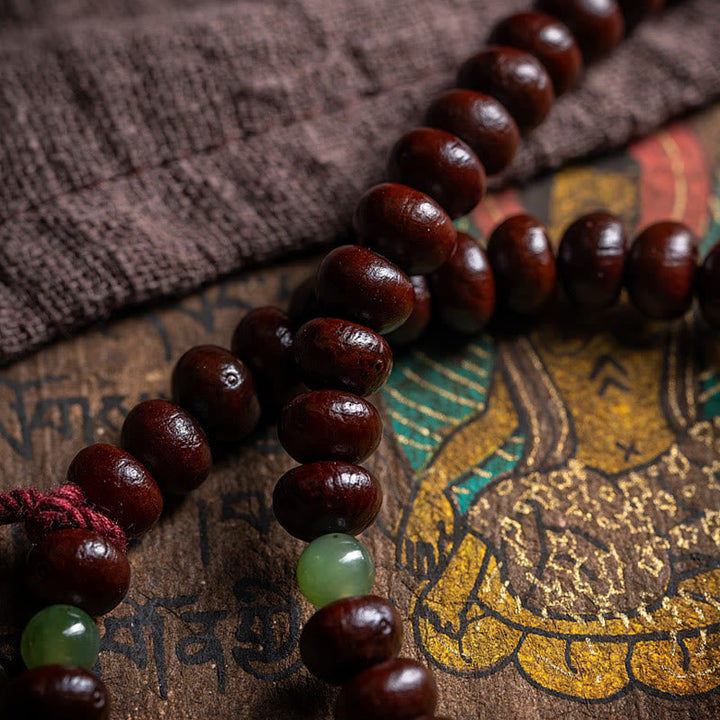 Tibetan Purple Bodhi Seed Hetian Cyan Jade 108-Bead Mala Bracelet — product view 4