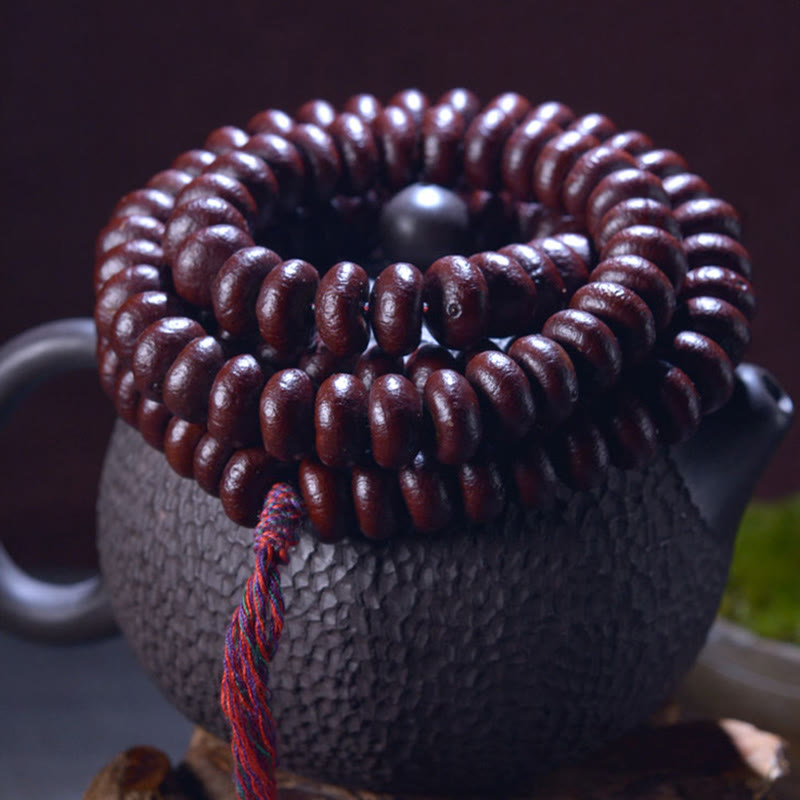 Tibetan Purple Bodhi Seed 108-Bead Mala Bracelet — product view 2