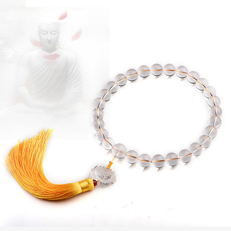 White Crystal Lotus Wrist Mala — product view 5