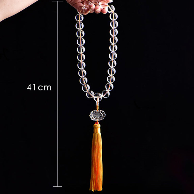 White Crystal Lotus Wrist Mala — product view 7
