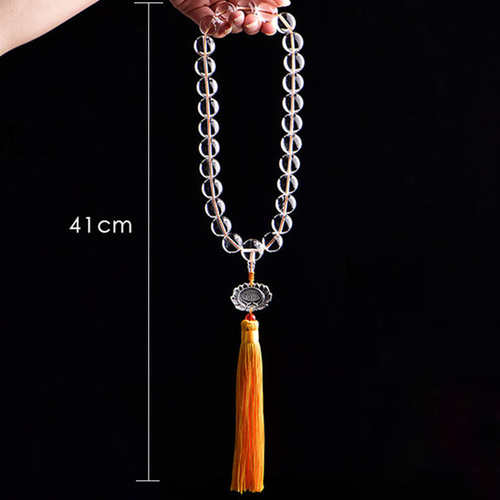 White Crystal Lotus Wrist Mala — product view 7