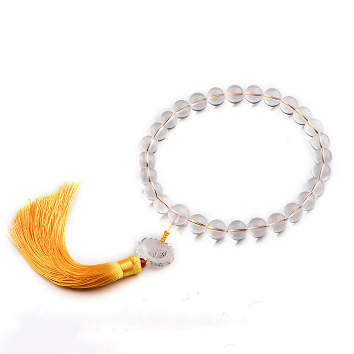 White Crystal Lotus Wrist Mala — product view 8