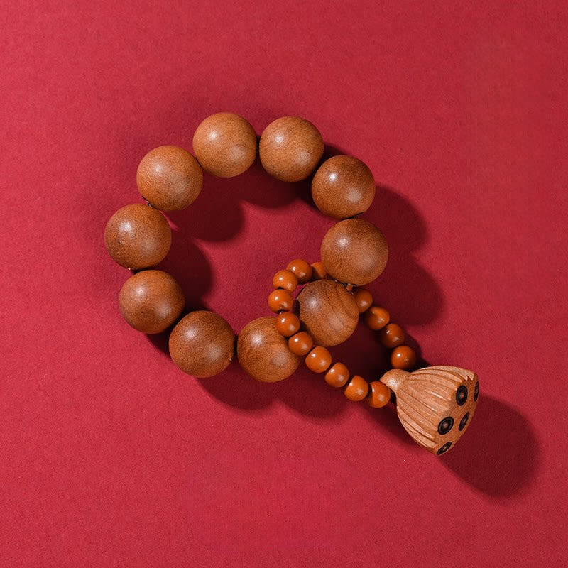 Peach Wood Lotus Pod Beads Tactile Meditation Beads — product view 2