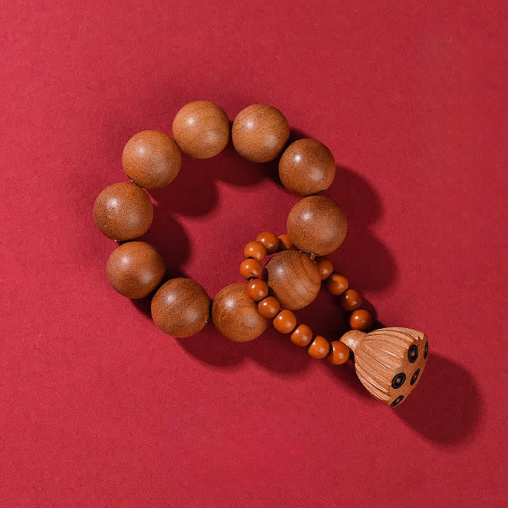 Peach Wood Lotus Pod Beads Tactile Meditation Beads — product view 2