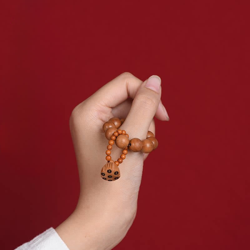 Peach Wood Lotus Pod Beads Tactile Meditation Beads — product view 3