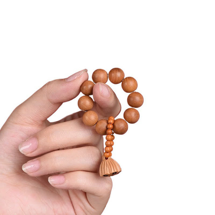Peach Wood Lotus Pod Beads Tactile Meditation Beads — product view 4