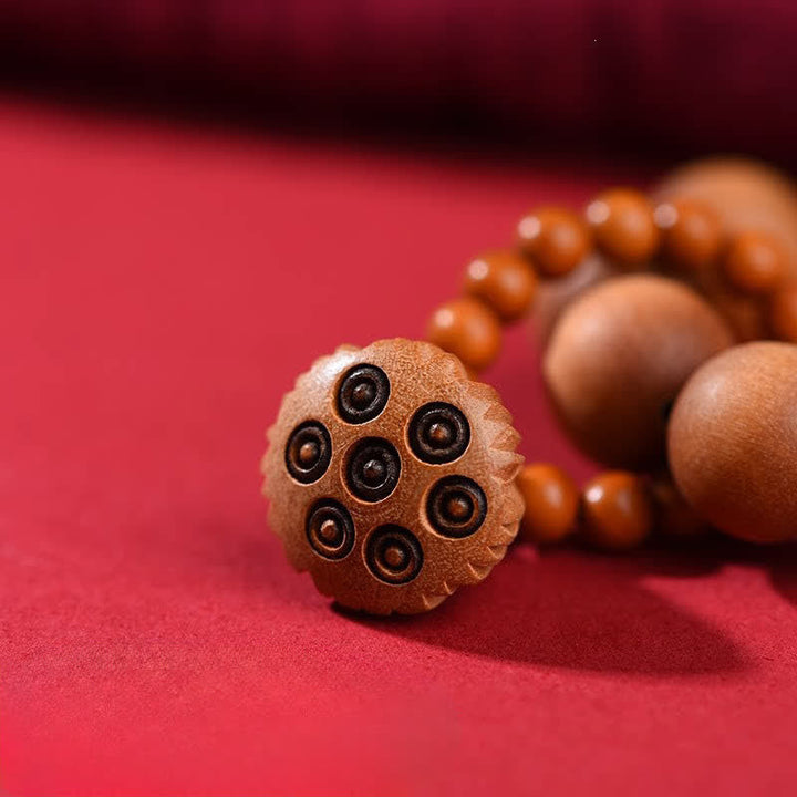 Peach Wood Lotus Pod Beads Tactile Meditation Beads — product view 5