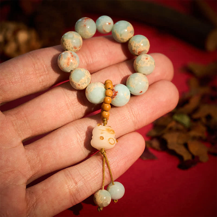 Shoushan Stone Charcoal-Grilled Cat Beads Tactile Meditation Beads — main product view