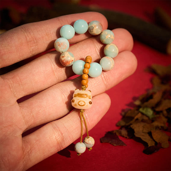 Shoushan Stone Charcoal-Grilled Cat Beads Tactile Meditation Beads — product view 2