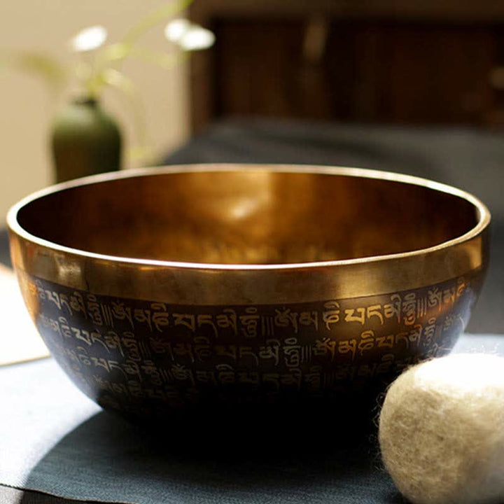Sutra-Engraved Copper Singing Bowl Set — product view 6
