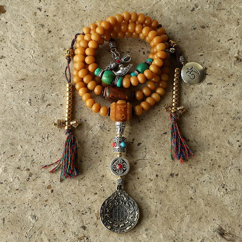 Tibetan Bodhi Seed Bagua Vajra 108-Bead Mala Bracelet — main product view