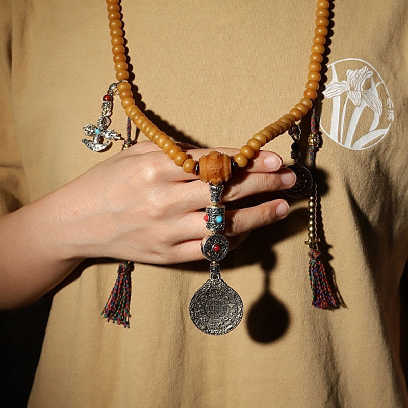 Tibetan Bodhi Seed Bagua Vajra 108-Bead Mala Bracelet — product view 3