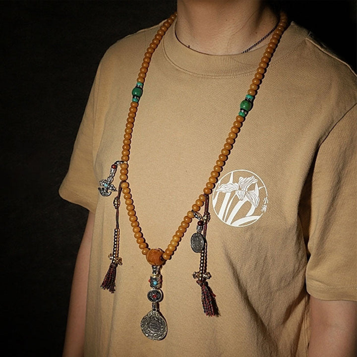 Tibetan Bodhi Seed Bagua Vajra 108-Bead Mala Bracelet — product view 4