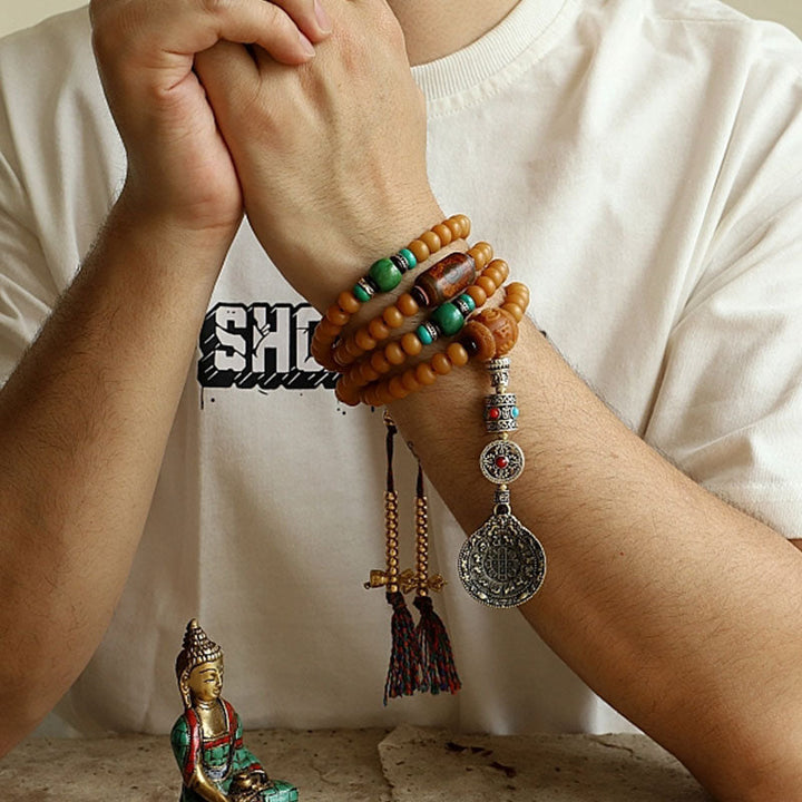 Tibetan Bodhi Seed Bagua Vajra 108-Bead Mala Bracelet — product view 5