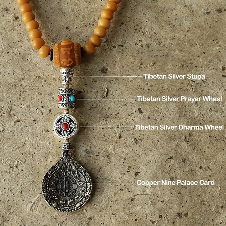 Tibetan Bodhi Seed Bagua Vajra 108-Bead Mala Bracelet — product view 6