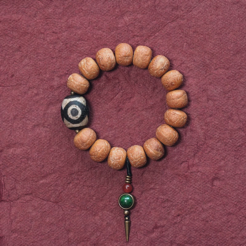 Tibetan Bodhi Seed Dzi Bead Wrist Mala Bracelet — main product view