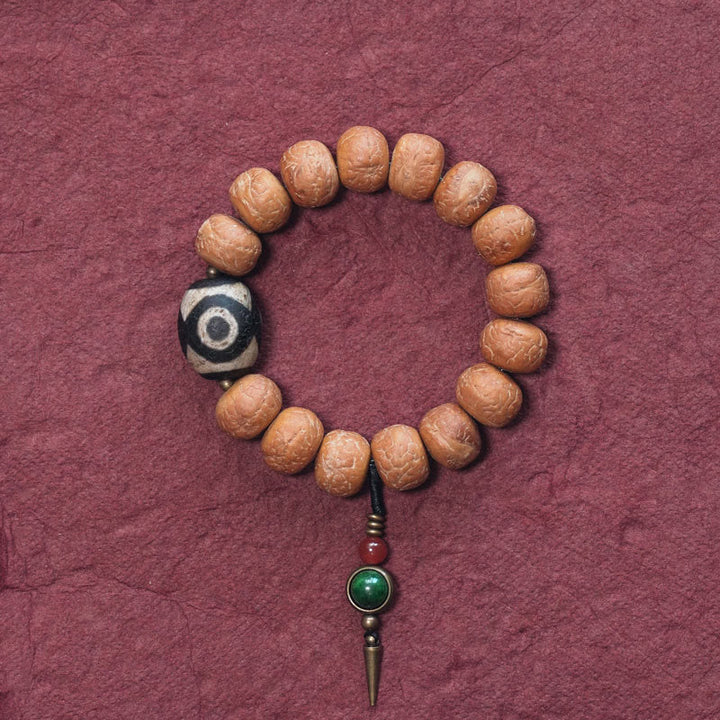 Tibetan Bodhi Seed Dzi Bead Wrist Mala Bracelet — main product view