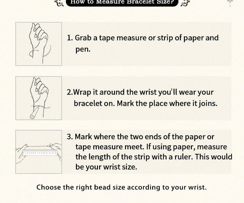 Om Mani Padme Hum Multicolor Braided Bracelet — wrist measurement guide