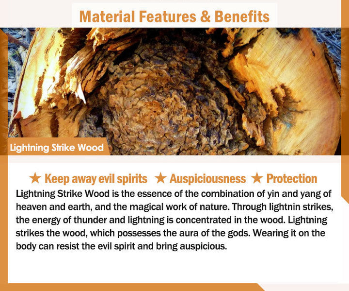 Lightning-Struck Peach Wood 108-Bead Mala Bracelet – product view 10