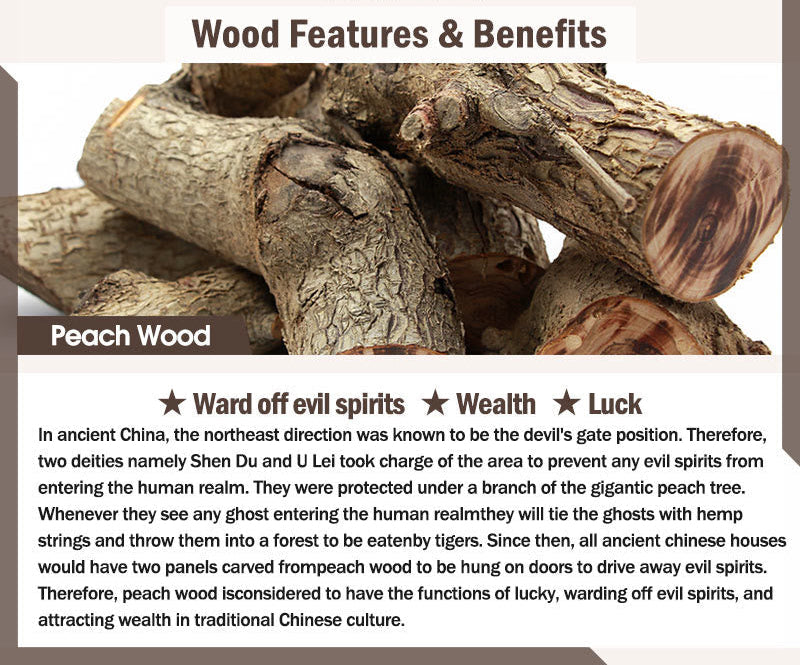 Lightning-Struck Peach Wood 108-Bead Mala Bracelet – product view 11