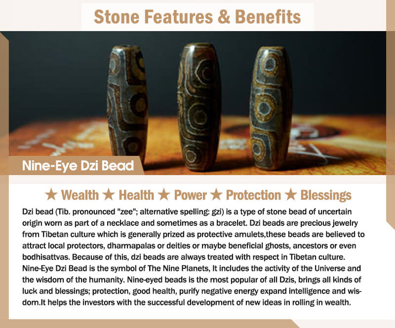 Nine-Eye Dzi bead and agate bracelet — view 12