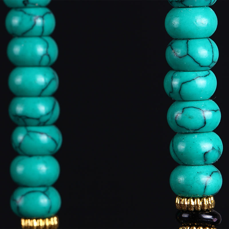 Tibetan Turquoise Dzi Bead 108-Bead Mala — product view 9