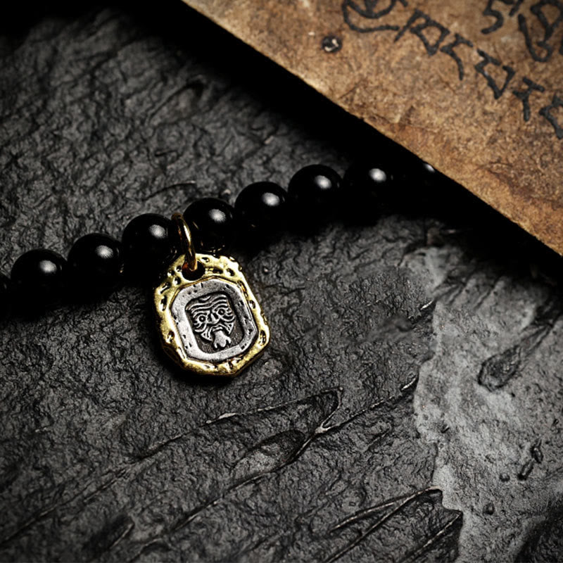 Tibetan Black Onyx Tiger Eye Beads Nine Palaces 108-Bead Mala Bracelet — product view 3