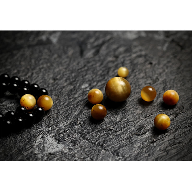 Tibetan Black Onyx Tiger Eye Beads Nine Palaces 108-Bead Mala Bracelet — product view 16