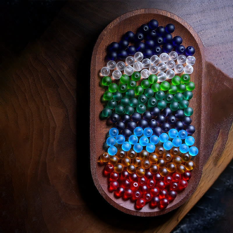 Tibetan Multicolored Liuli Glass Bead Chinese 108-Bead Mala Bracelet — product view 6