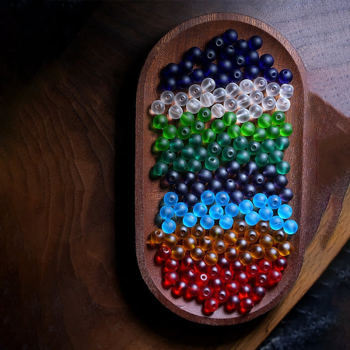 Tibetan Multicolored Liuli Glass Bead Chinese 108-Bead Mala Bracelet — product view 6