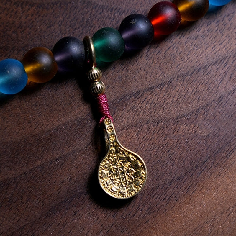Tibetan Multicolored Liuli Glass Bead Chinese 108-Bead Mala Bracelet — product view 11
