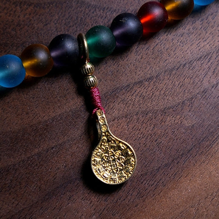 Tibetan Multicolored Liuli Glass Bead Chinese 108-Bead Mala Bracelet — product view 11