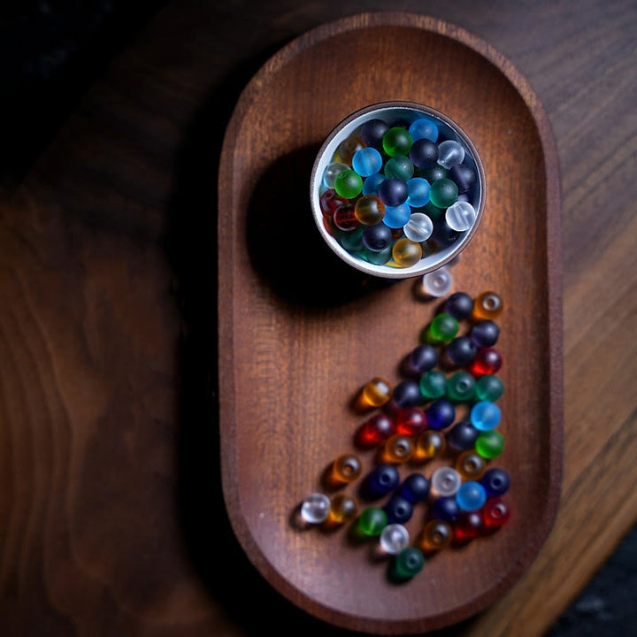 Tibetan Multicolored Liuli Glass Bead Chinese 108-Bead Mala Bracelet — product view 14