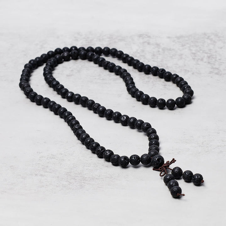 Lava Rock Beads 108-Bead Mala Necklace & Bracelet — main product view