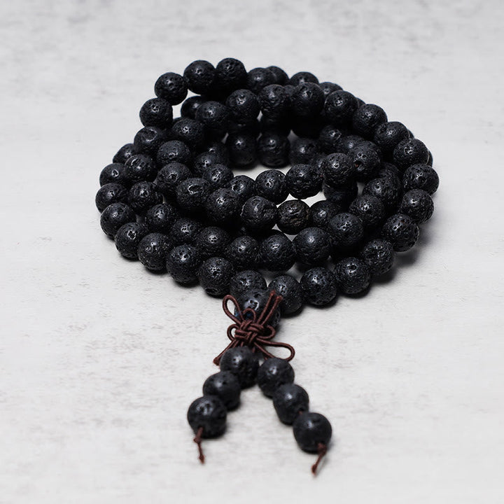 Lava Rock Beads 108-Bead Mala Necklace & Bracelet — product view 2