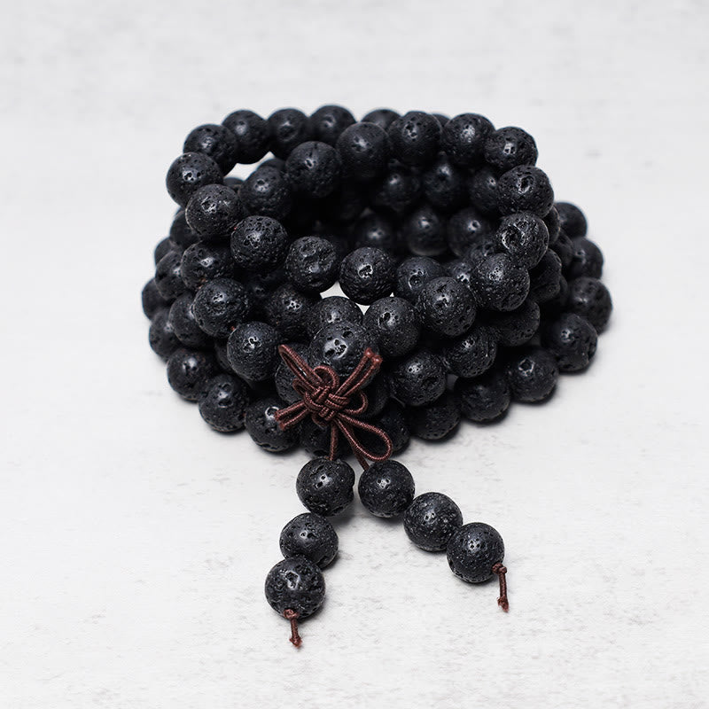 Lava Rock Beads 108-Bead Mala Necklace & Bracelet — product view 3