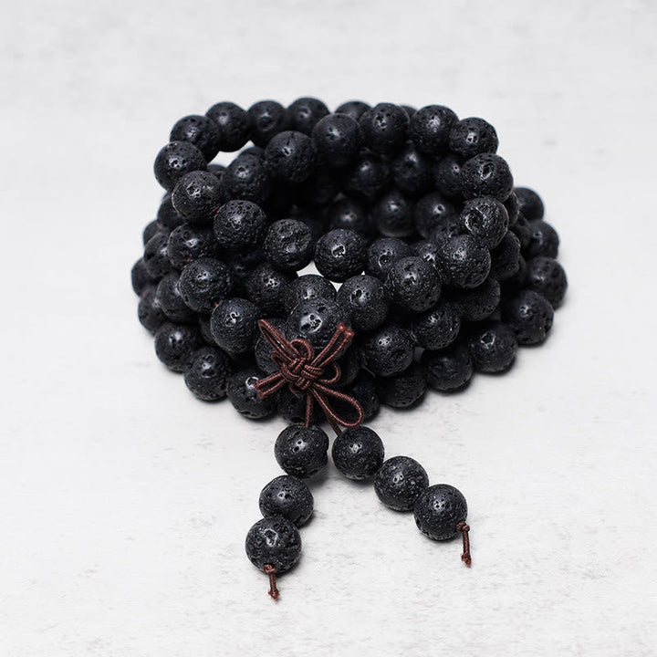 Lava Rock Beads 108-Bead Mala Necklace & Bracelet — product view 3