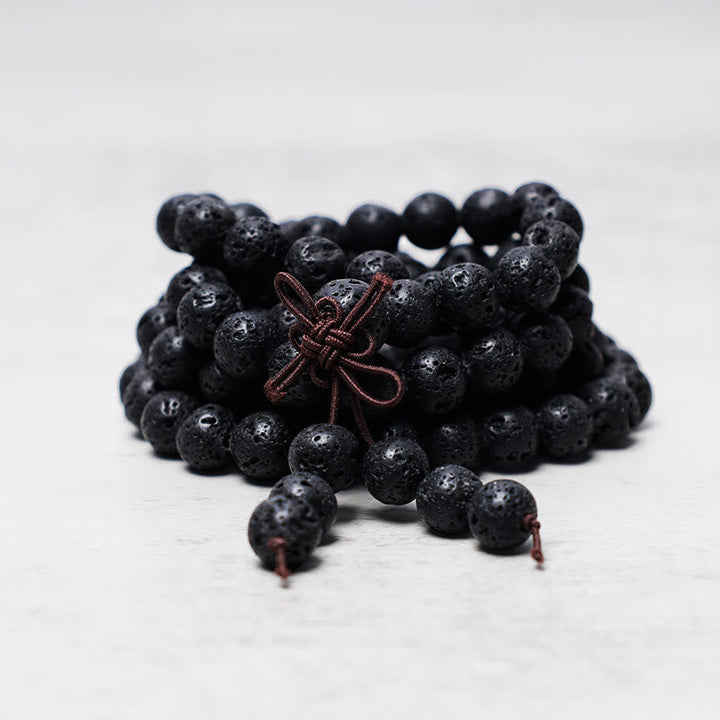 Lava Rock Beads 108-Bead Mala Necklace & Bracelet — product view 4