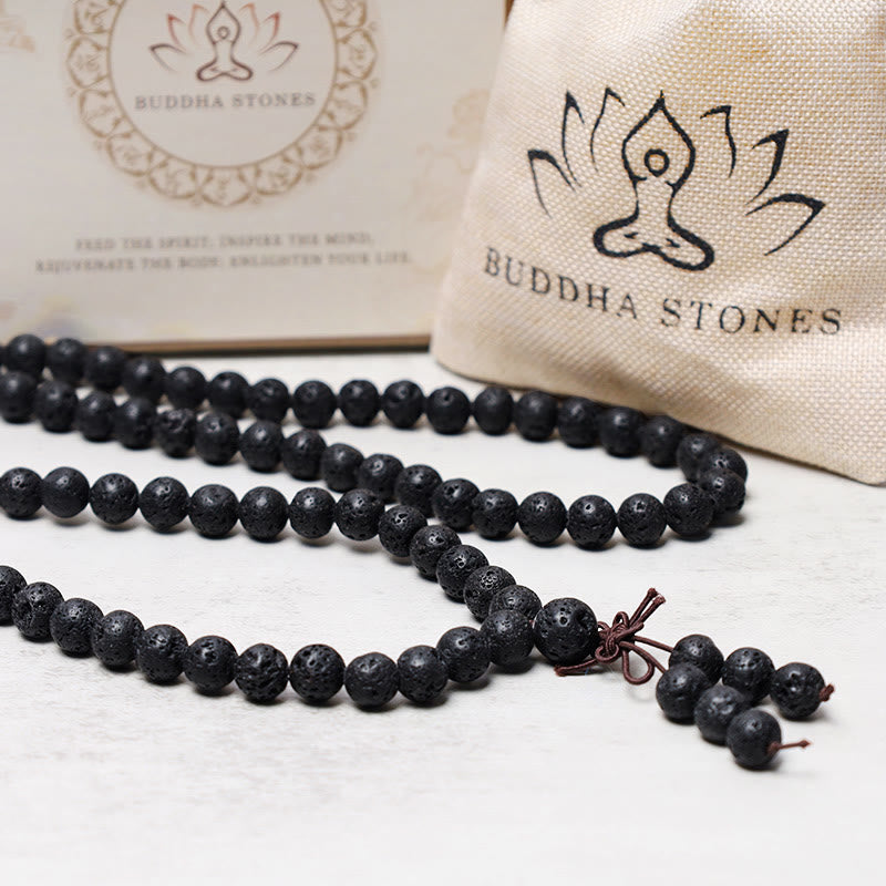 Lava Rock Beads 108-Bead Mala Necklace & Bracelet — product view 5