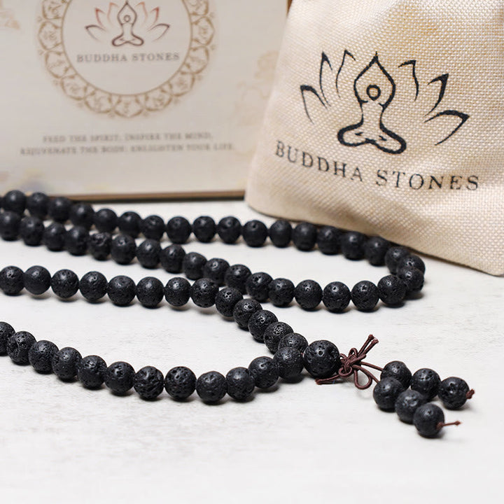 Lava Rock Beads 108-Bead Mala Necklace & Bracelet — product view 5